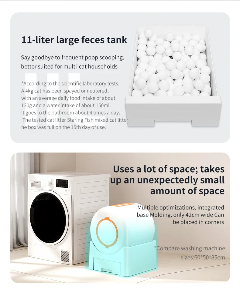 Self Cleaning Cat Litter Box Smart Automatic Cat Litter Box for Multiple Cats with APP Control Large Speace Odor Removal